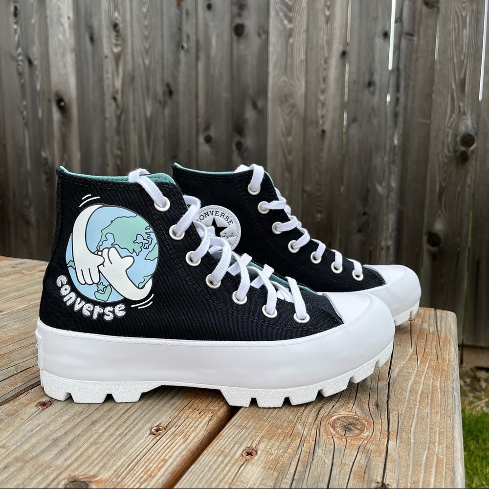 Converse Lugged Platform Love Your Mother Earth Day Shoes Black 572565C - Size 7
